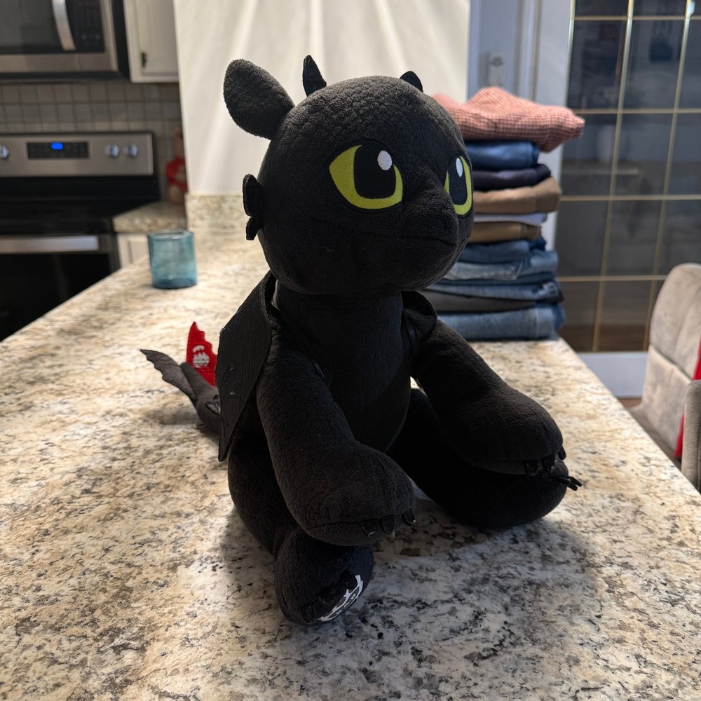 Build-A-Bear Toothless Night Fury Plush How to Train Your Dragon 2014 Black 15"